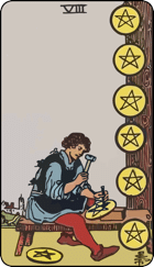 Eight of Pentacles Upright Tarot Card