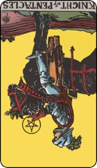 Knight of Pentacles Reversed Tarot Card