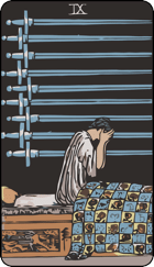 Nine of Swords upright tarot card