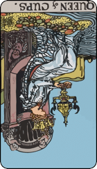 Queen of Cups Reversed Tarot Card