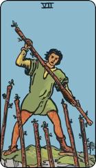 Seven of Wands upright tarot card