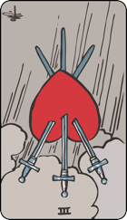 Three of Swords Reversed Tarot Card
