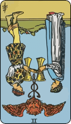 Two of cups reversed tarot card