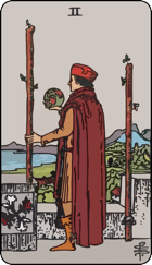 Two of Wands Upright Tarot Card